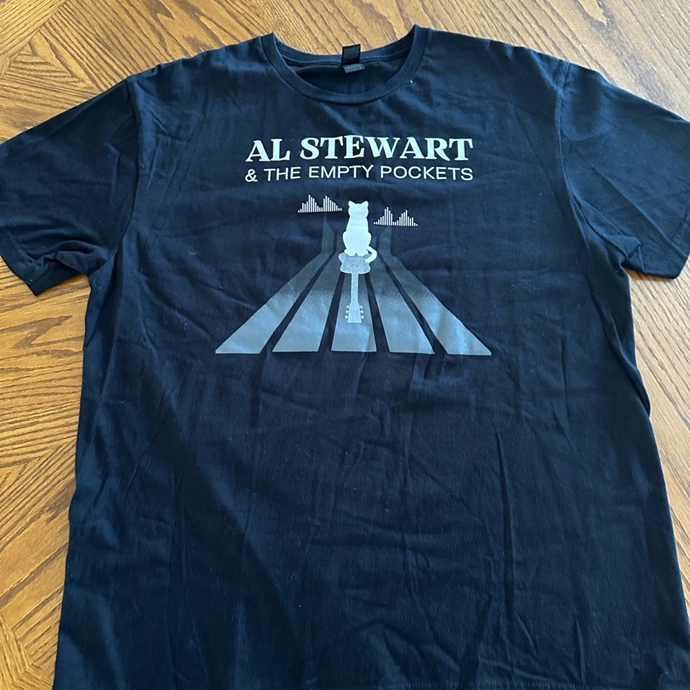 Al Stewart & The Empty Pockets Band T-Shirt Black Graphic Tee Size Large